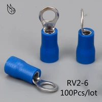 rv2 6 blue ring insulated terminal cable wire connector 100pcspack suit 1 5 2 5mm electrical crimp terminal rv2 5 6 rv