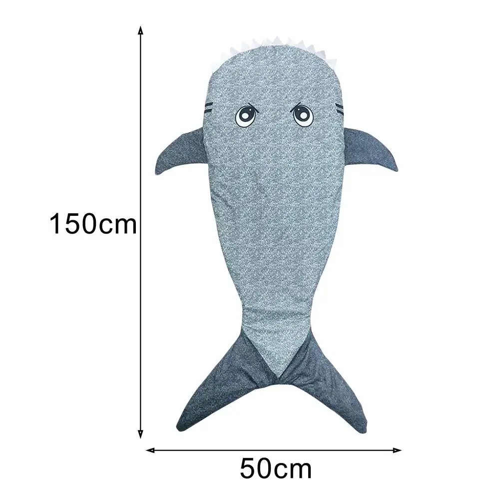 

Children Sleeping Bag Shark Shape Foldable Sleeping Quilt Home Use Playing Blanket for Picnic Camping Travel