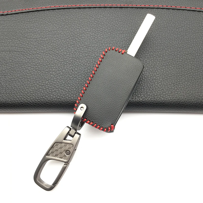 

New Styles 2 Buttons Leather Car Key Case Cover Fob For Citroen C3 C4 C4L C5 C6 For Peugeot 207 307 308 407 408 Protector Shell