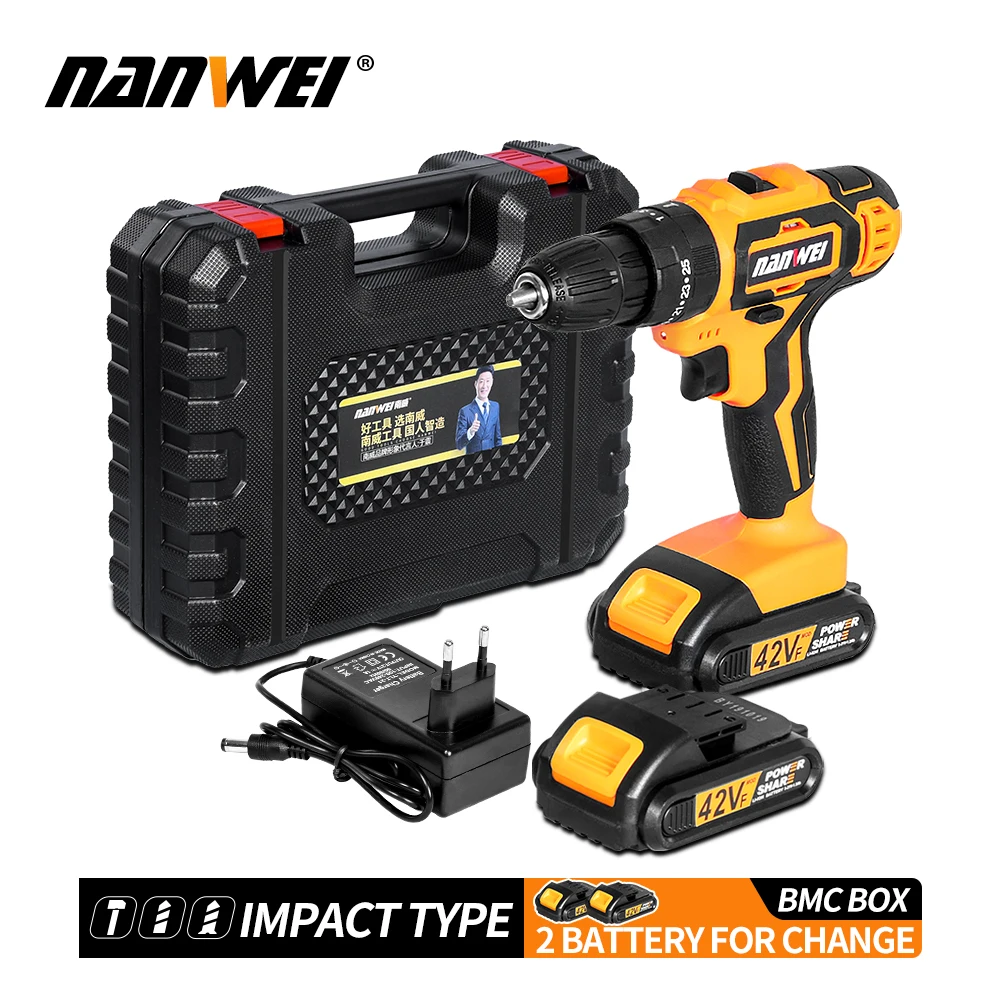 42VF7.5Ah2BatteriesP 21V Беспроводной Перезаряжаемые Электрическая отвертка аккумуляторная дрель электрическая мини Мощность DriverDC литий-ионный Батарея 2-Скорость инструмент - Цвет: 42VF7.5Ah2BatteriesP