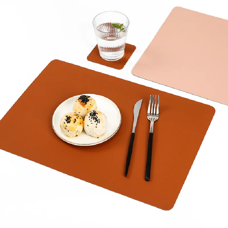 

Leather Placemat Household Goods Rectangular Heat Insulation Table Mat Restaurant Hotel Western Table Mat Waterproof Plate Mat