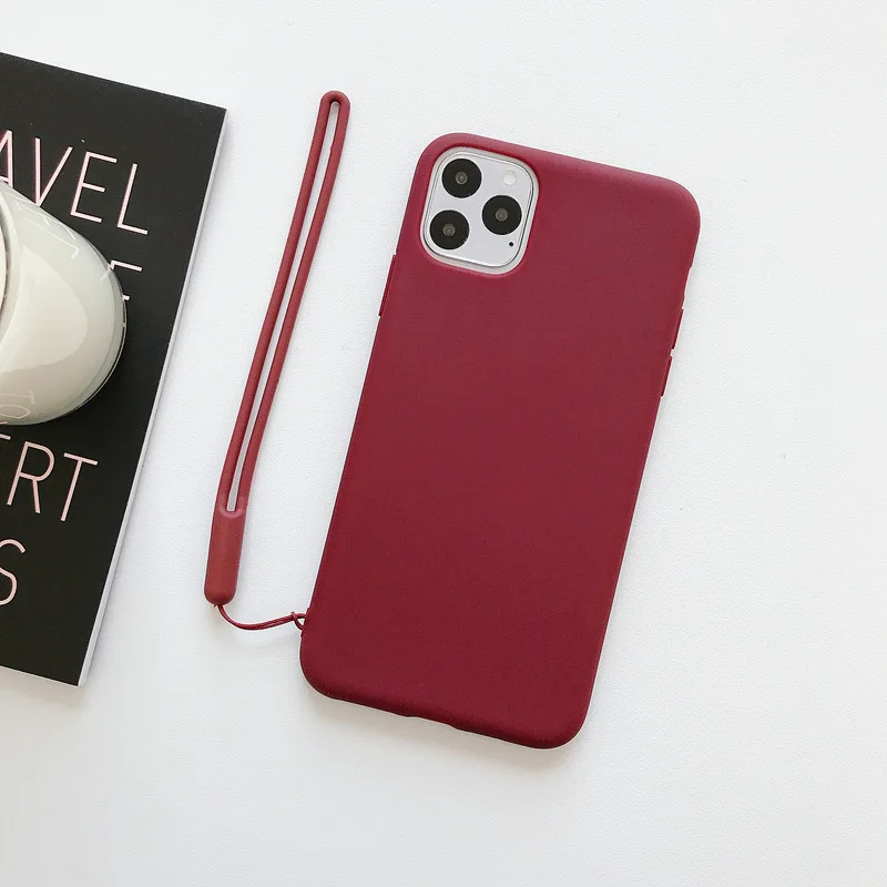 

Pure Color Suitable for IPhone11 Hand Strap Dull Polish Mobile Phone Shell Apple 12Pro All-inclusive Thickened Protective Cover