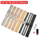 Ремешок из нержавеющей стали для наручных часов, складной быстросъемный браслет с пряжкой для Huawei honor gt2 Galaxy Watch 4, 14 мм 16 мм 18 мм 20 мм 22 мм 24 мм