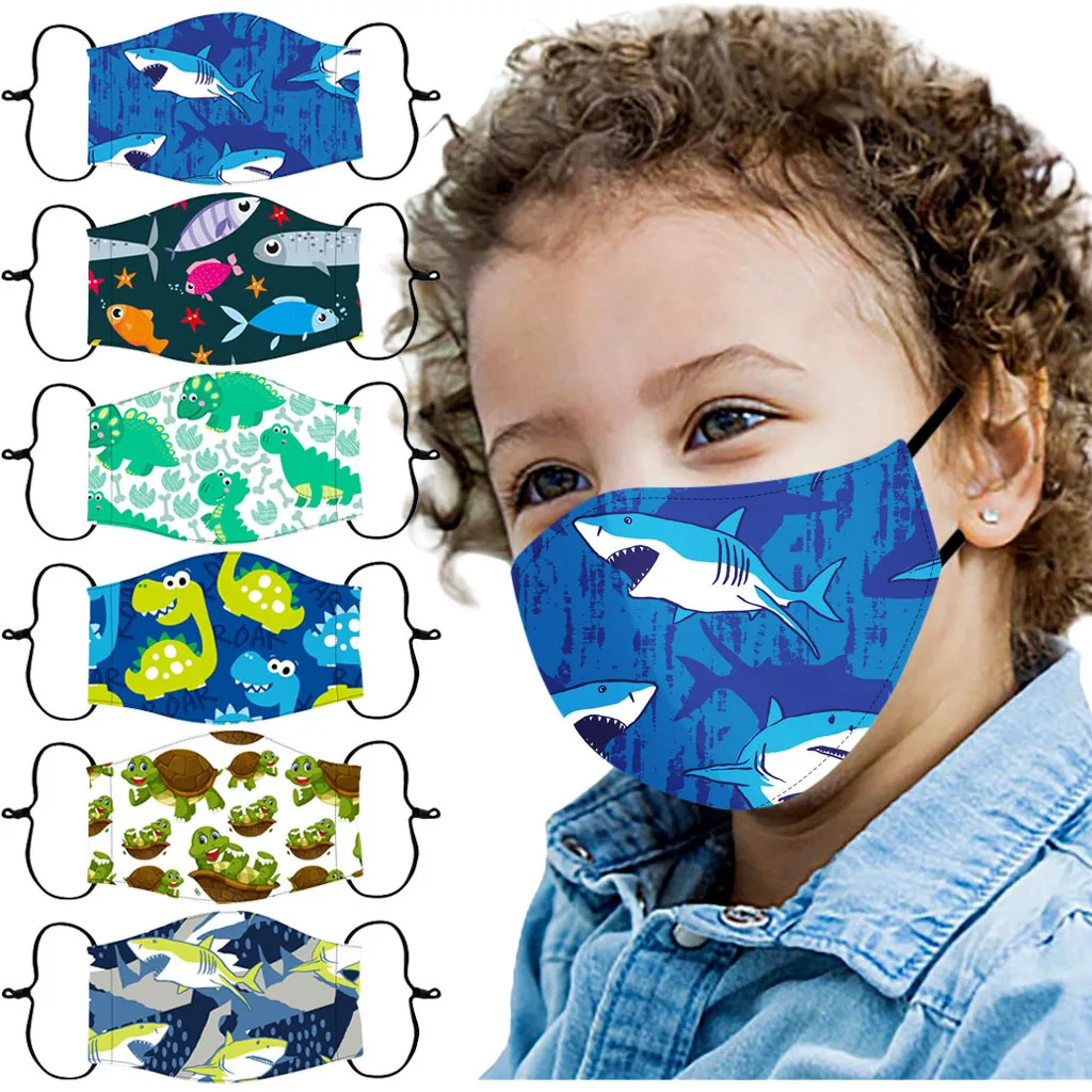 Маски для лица детей Детский мультфильм печати многоразовый маскарадный костюм