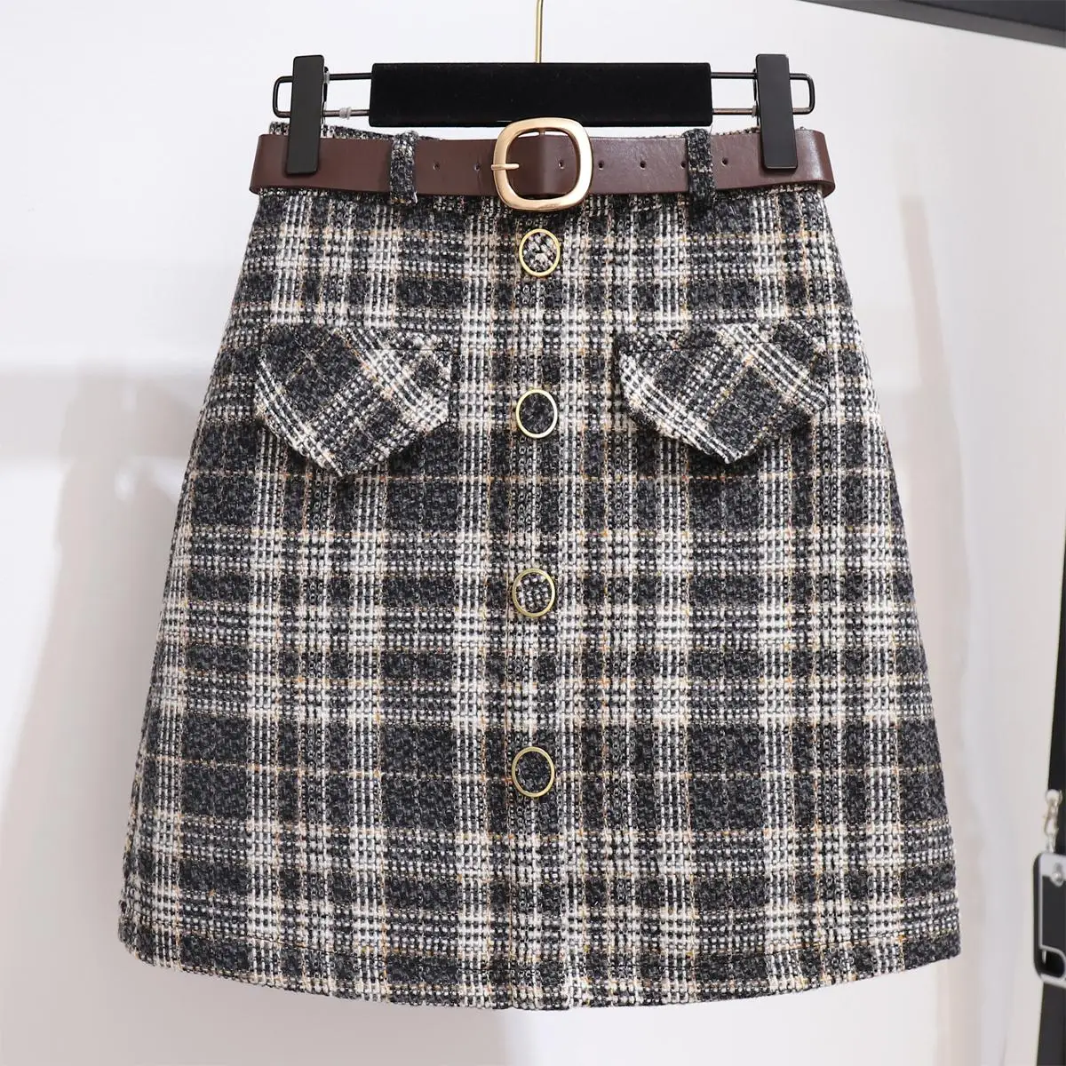 

2020 New Winter Loose Sweater Cardigan Coat Plaid Skirts Two-Piece Suit Women Outfit Knitwear Lady Top Leisure Clothing Set