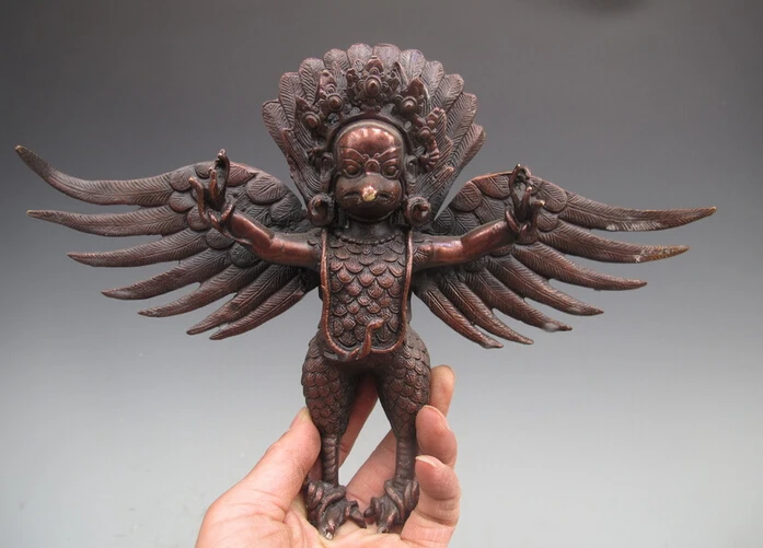 12 &quotТибетский буддизм Чистая Бронзовая Garuda птица Ваджра Будда настенная статуя