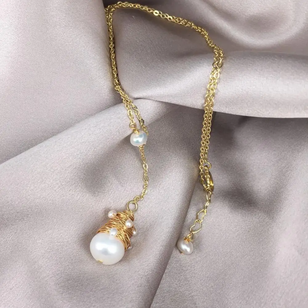 Золотой браслет ручной работы с натуральным жемчугом для женщин подарок девочек