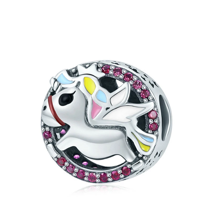 Подвеска в виде коня единорога оригинальный браслет-шарма красочные бусины из