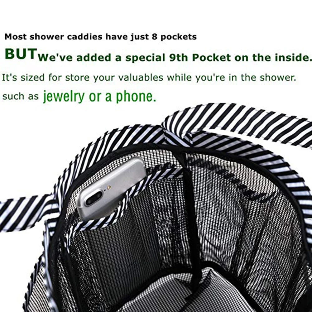 

Portable Shower Basket Handbag Shower Caddy Tote Mesh Quick Dry Bathroom Organizer 8 Pockets Caddy for Dorm Camping Swimming