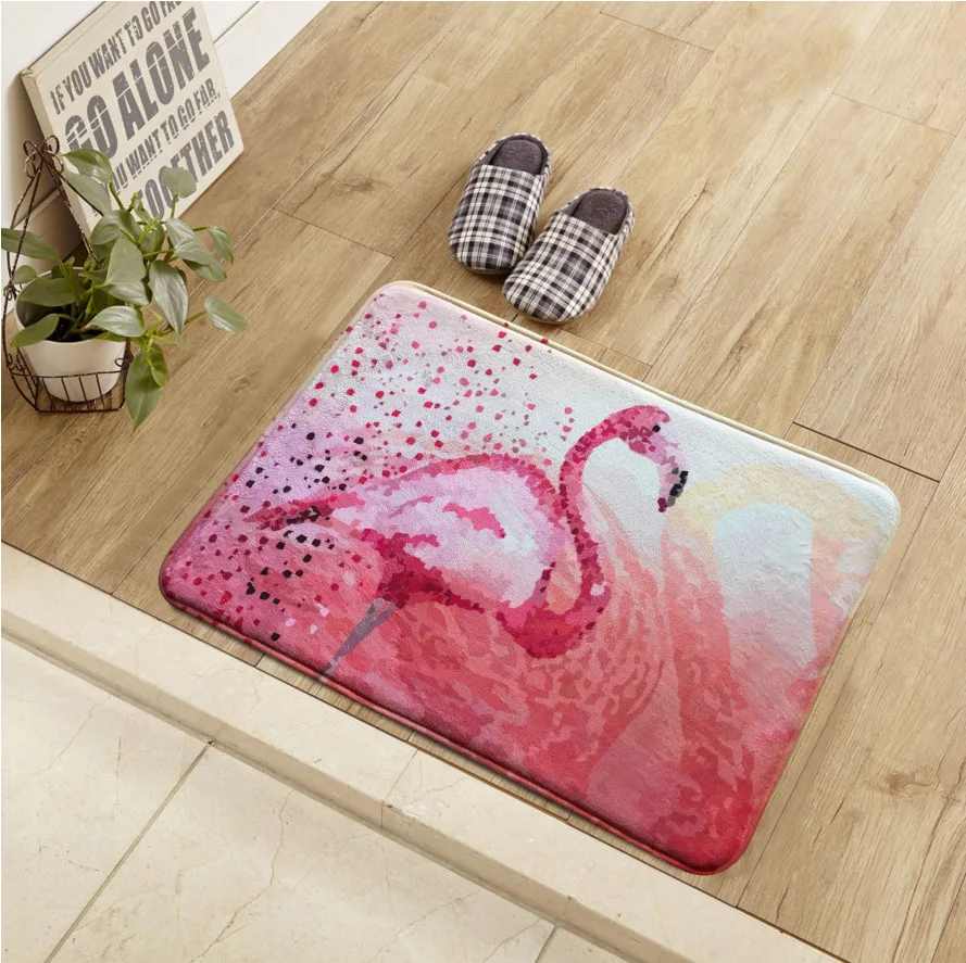 

Nordic Style Bath Mat Flamingo Anti Slip Soft Absorbent Carpet For Decor Carpet Living Room Rug Polyester Bathmate Shower Pad