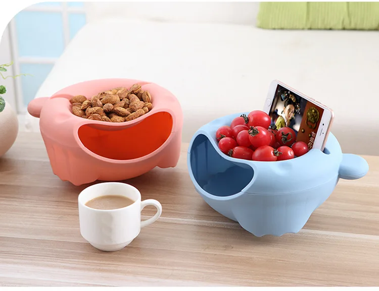 

For Iphone Mobile Phone Holder Multifunctional Plastic Double Layer Dry Fruit Containers Snacks Seeds Storage Box Garbage Stand