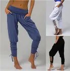 Летние женские спортивные штаны с высокой талией и карманами, леггинсы на шнуровке, спортивные брюки большого размера для бега, йоги