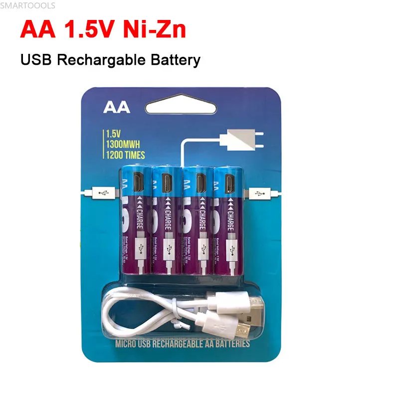 

AA Ni-Zn Rechargeable Battery 1.5V 1300 MWh Nickel-zinc USB Rechargeable Battery for Electric Toy Remote Control Mous Original
