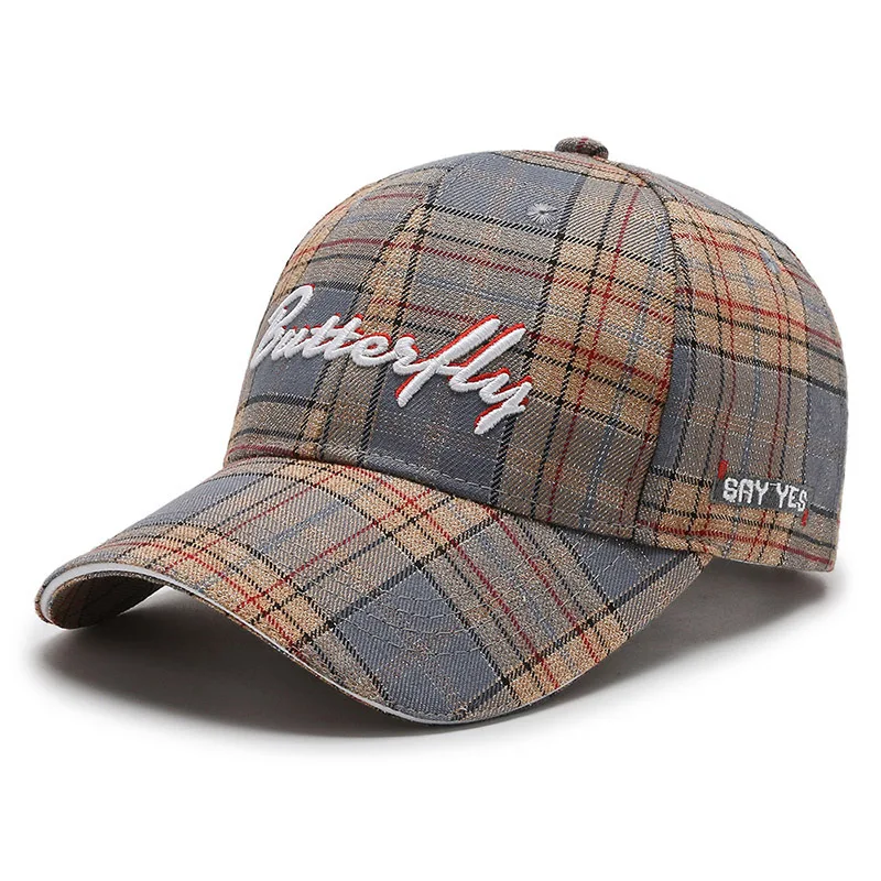

Hat female Plaid baseball cap new fashion Korean face small sunscreen hat sports outdoor leisure cap