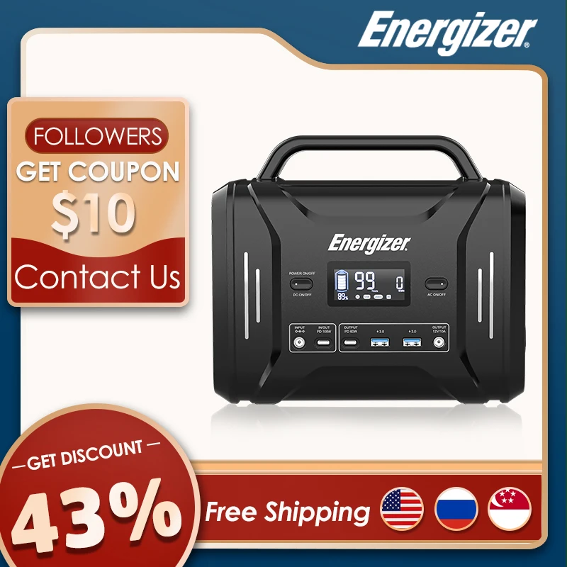 Energizer Portable Power Station PPS320 300W/320Wh Solar Generator PD100W Fast Charging LiFePO4 Battery Travel Hunting Emergency