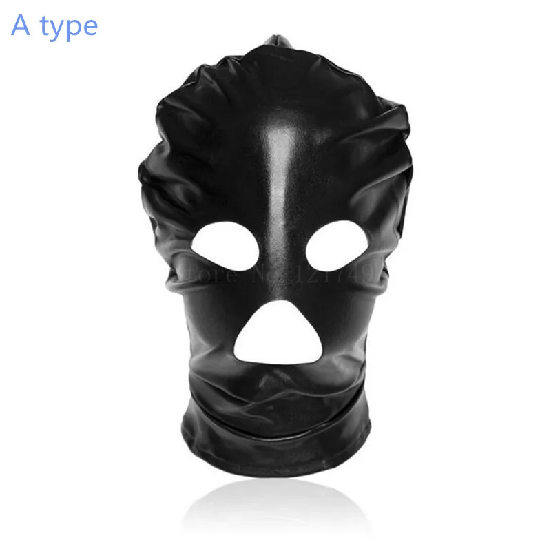 Фетиш открытый глаза/рот голова Связывание капот маска Черный Красный спальня
