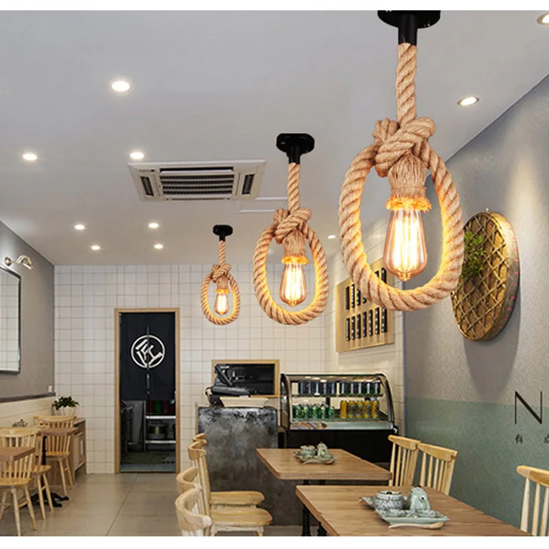 Подвесной светильник подвесной винтажная промышленная пеньковая веревка ретро