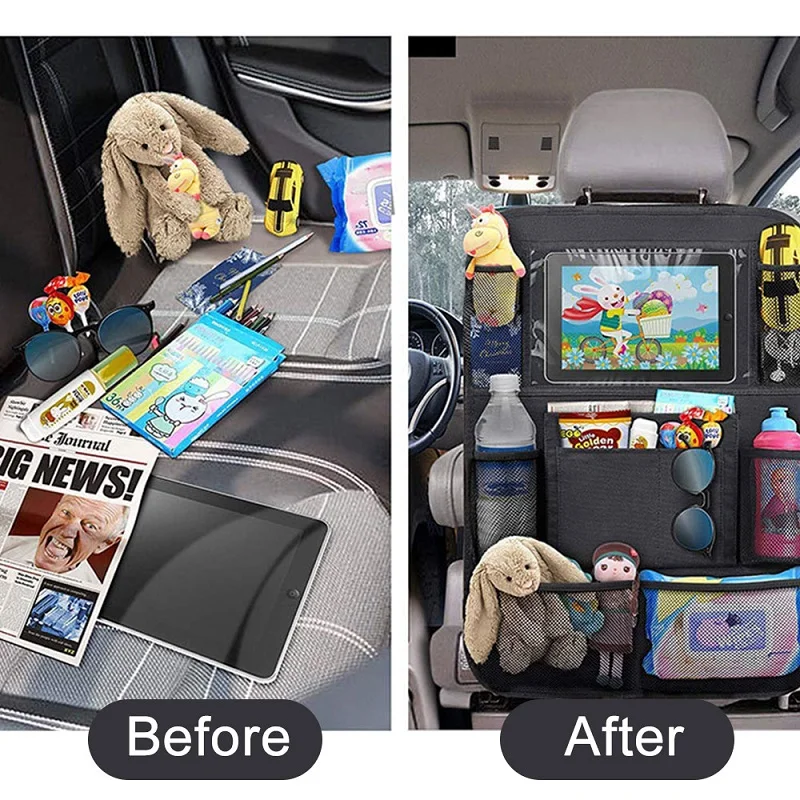 21pc car seat back protector cover multi pocket storage bag touch screen tablet holder storage organizer anti kick mat for kid free global shipping