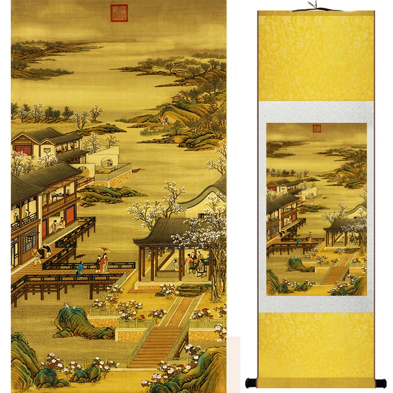 landscape painting Home Office Decoration Chinese scroll mountain and River China palace garden19041905 | Отзывы и видеообзор