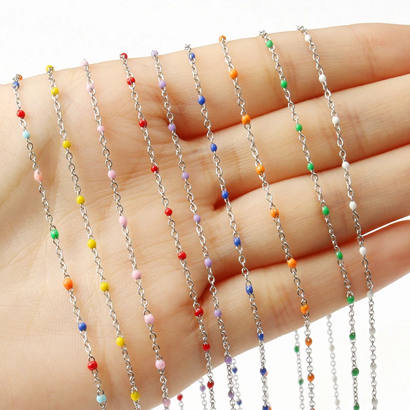 

1 м/лот завернутый четки оптом по низкой цене провода кабеля из Нержавеющей Стали Цепочка с эмалевой подвеской ссылка бусины для самостояте...