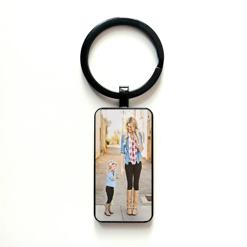 personaed photo keychain, parent-child photo rectangular keychain, mom and dad child family portrait gift jewelry  - buy with discount