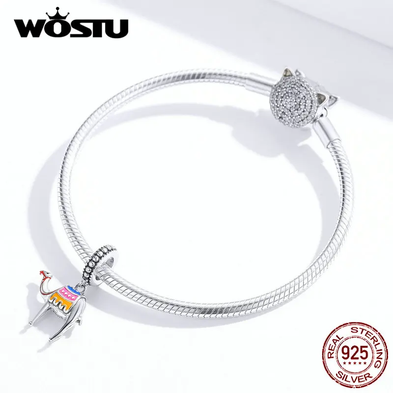 WOSTU 925 Sterling Silver Desert Camels Dangle Charms Fit Original Bracelet Pendant Necklace Jewelry Making FIC1376 | Украшения и