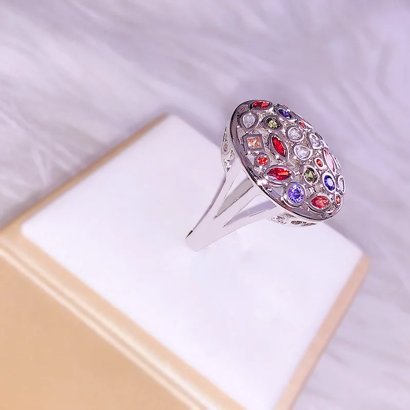 Роскошные кольца с цветным кристаллом фиолетовые Зеленые персонализированные