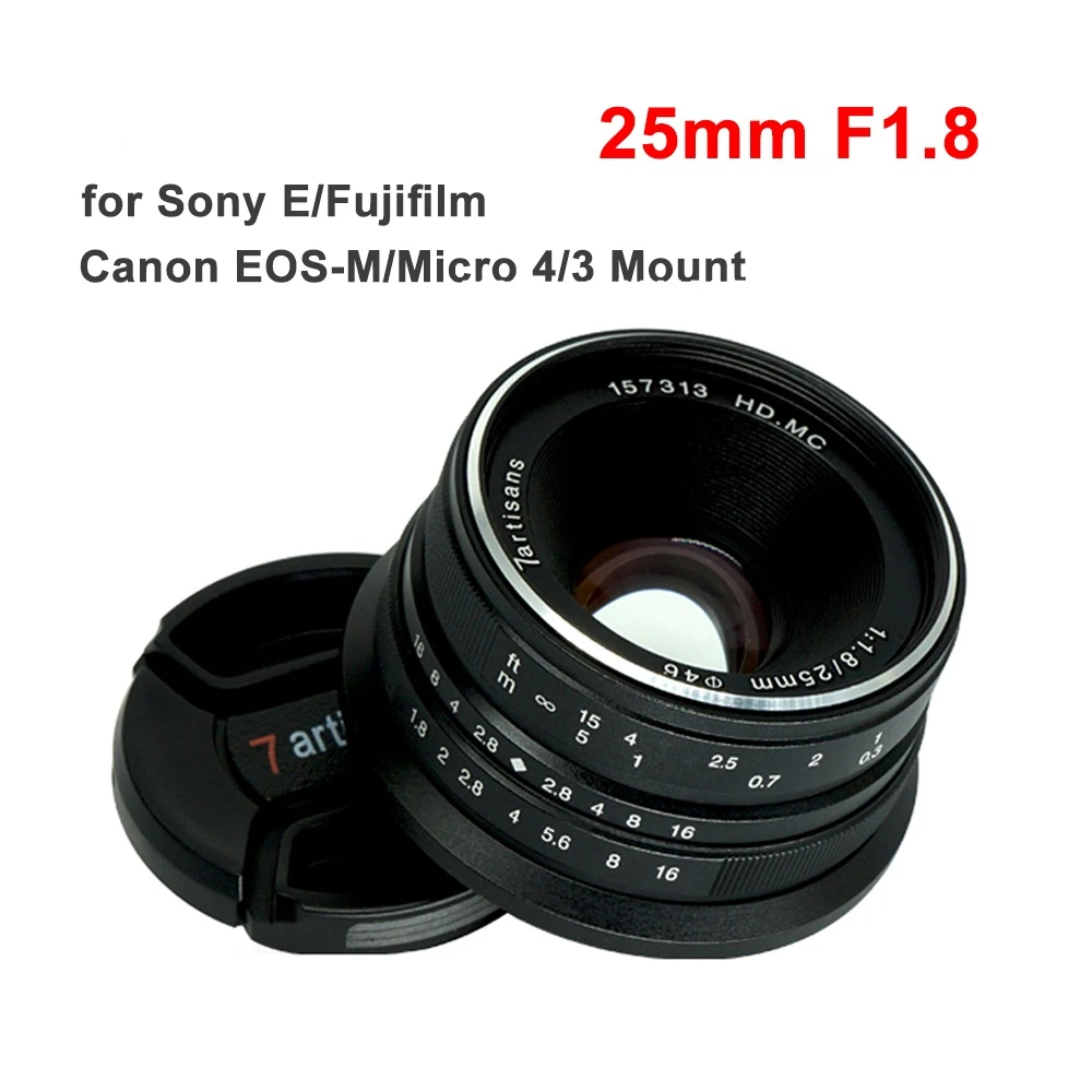 

25mm F1.8 Prime Camera Lens Large Aperture for Sony E Mount /Fujifilm/Canon EOS-M Mount Micro 4/3 Cameras A7 A7II A7R
