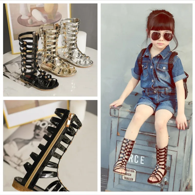 Летние новые детские сандалии женская обувь с высоким верхом и длинными трубками