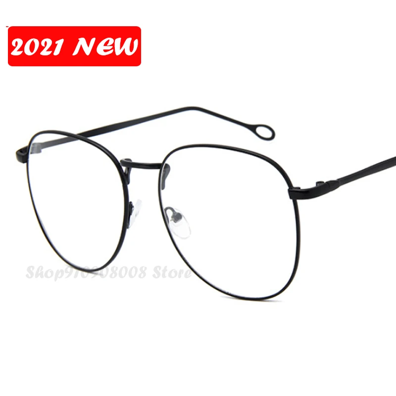 

2021 Optical Glasses for Sight Women Men Myopia Round Oversized Eyeglasses Frames Metal Spectacles Clear Glasses E007
