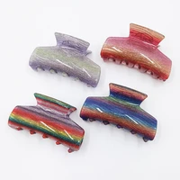shiny acrylic large crab hair clip women girls cute rainbow barrette hairpin big plastic ponytail holder clamp hair accessories
