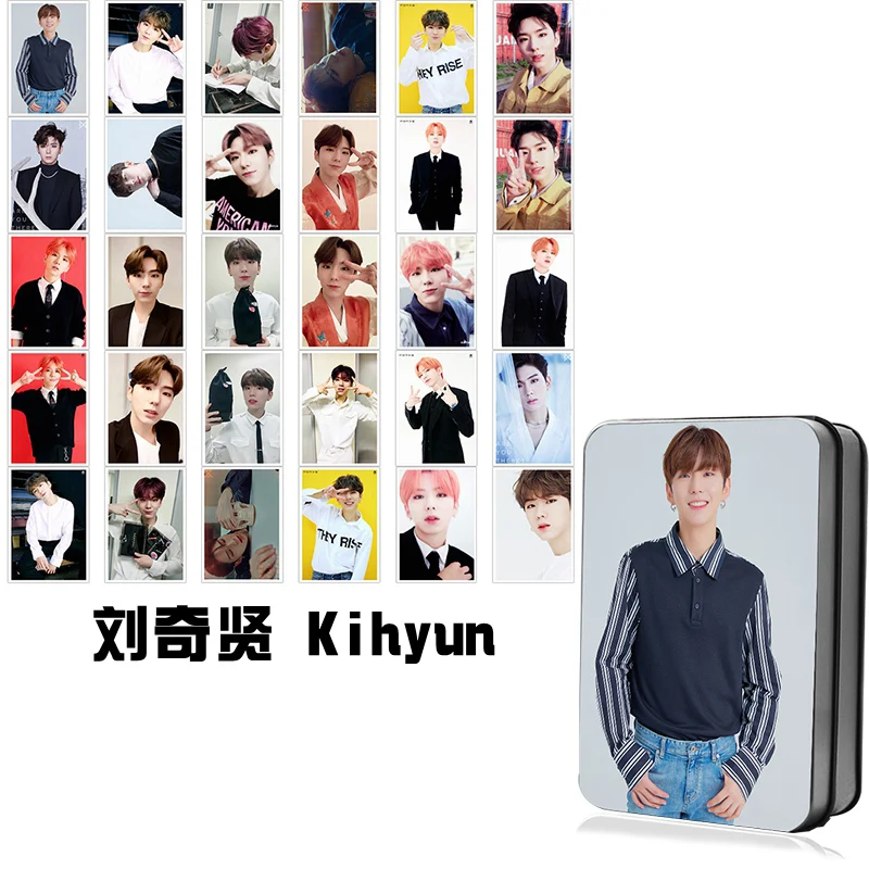 Kpop MONSTA X Shownu Won Ho Kihyun I.M Minhyuk фотография Поляроида Lomo карты Мода MONSTA X вентиляторы подарки металлический ящик 30 шт. карты
