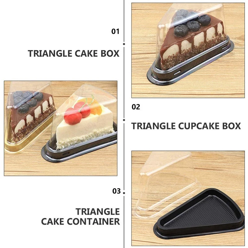 

100Pcs Cake Slice Plastic Clear Cupcake Container Cheesecake Box with Blister Box