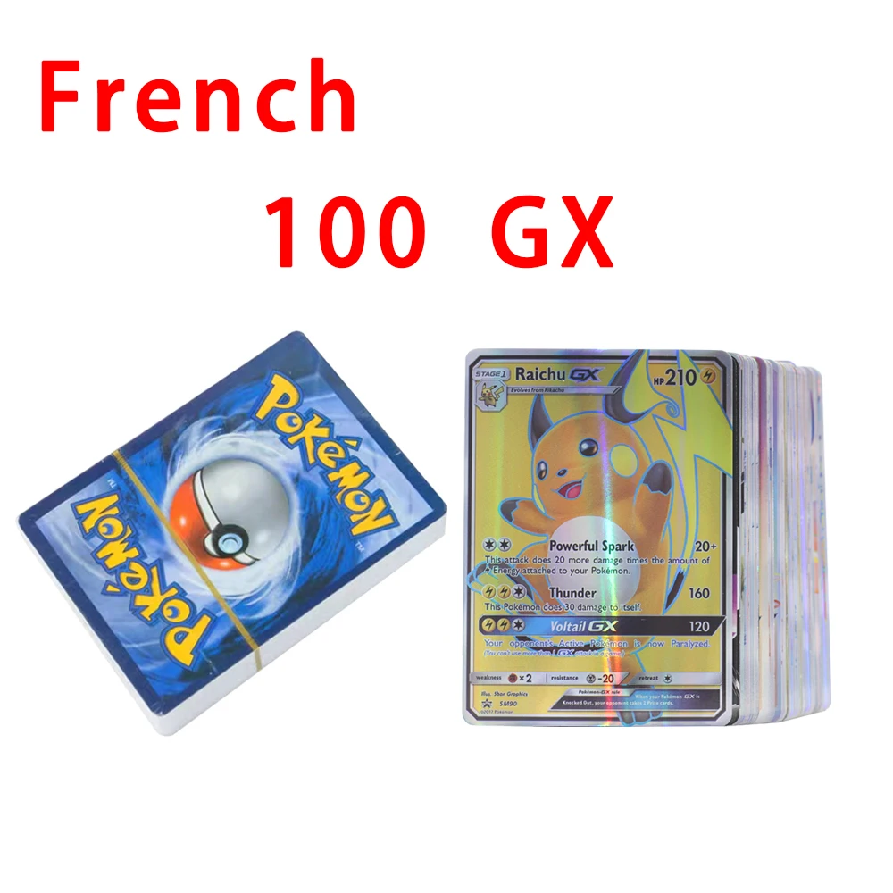 New Pokemon Cards in French TAG TEAM GX VMAX V Trainer Energy Shining Game Castellano Español Children Toy |