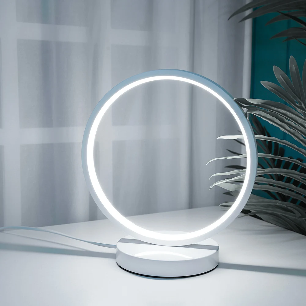 

LED Standing Bedroom Table Lamp Circular Eye Protection Reading Desk Light Round Bedside Decoration Lighting Lamp