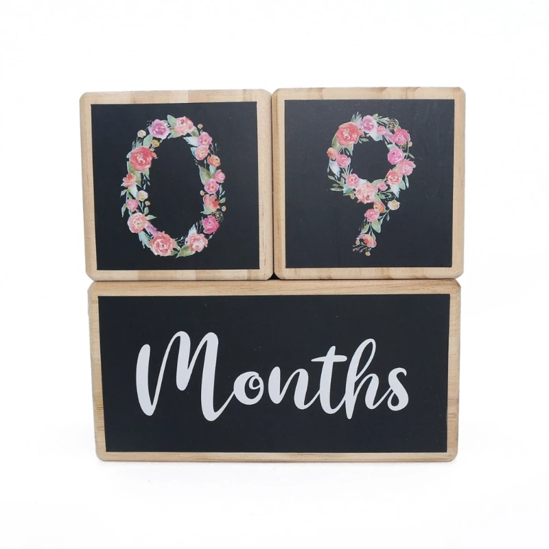 

1 Set Baby Milestone Memorial Monthly Wooden Block Photography Month Sticke Newborn Commemorative Age Card