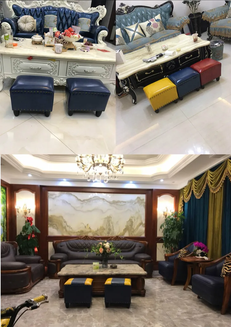 Кожаный квадратный табурет в стиле середины века красивый и великолепный