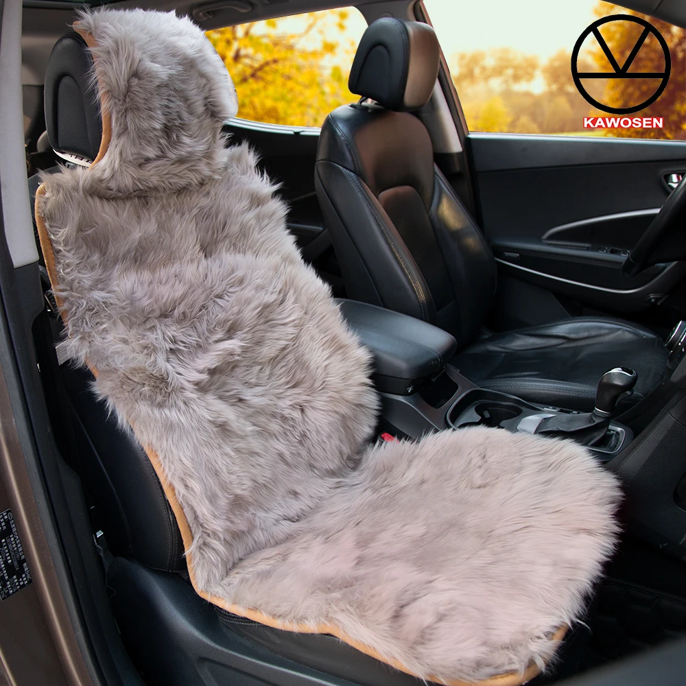 

KAWOSEN Natural Fur seat covers, Universal Size Long Hair Sheepskin Car Seat Cover, Winter Warm Sheepskin Car Cushion SWSC03