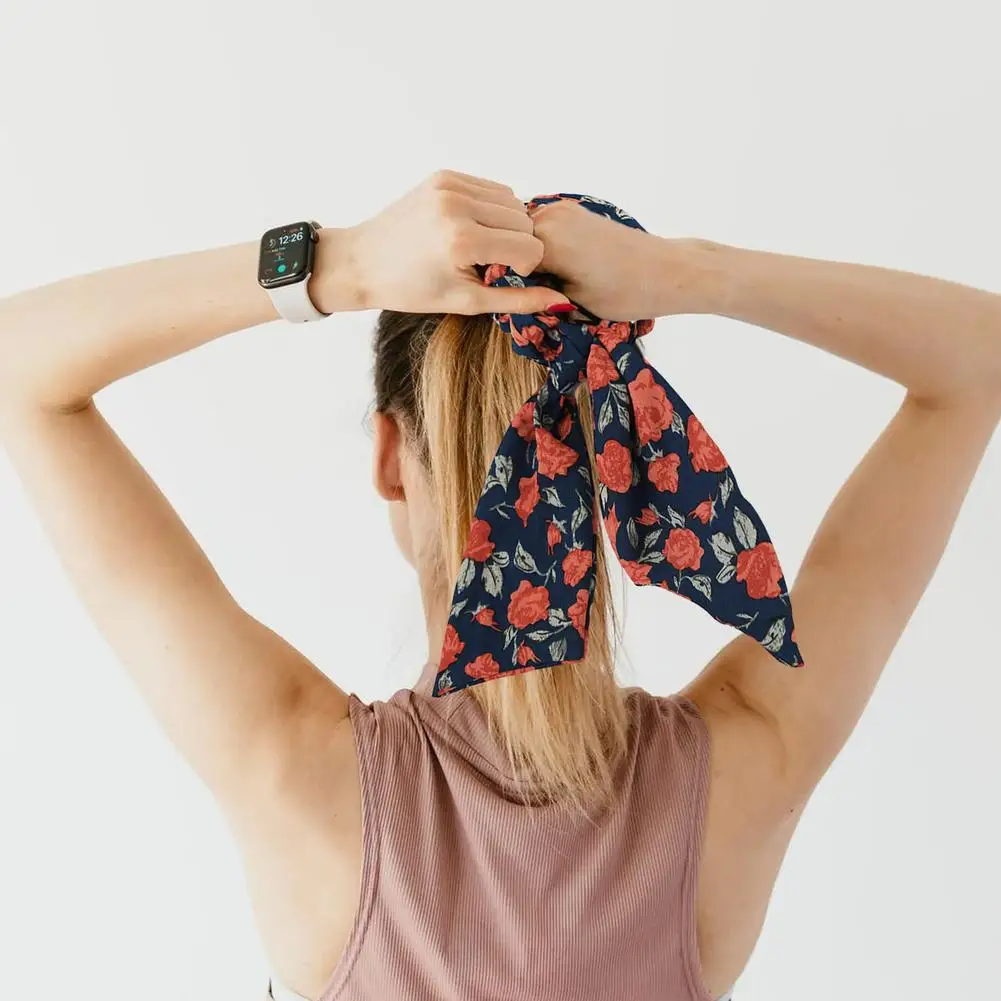 

Fashion Solid Color Scrunchies Long Hair Rope Korean Hair Ties for Women Ponytail Scarf Sweet Elastic Hair Band Hair Tie