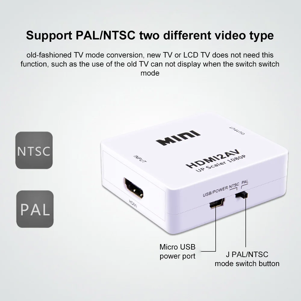 Мини HDMI до 2 AV 3 RCA адаптер для сканера HD видео конвертер коробка CVSB L R Поддержка 1080P