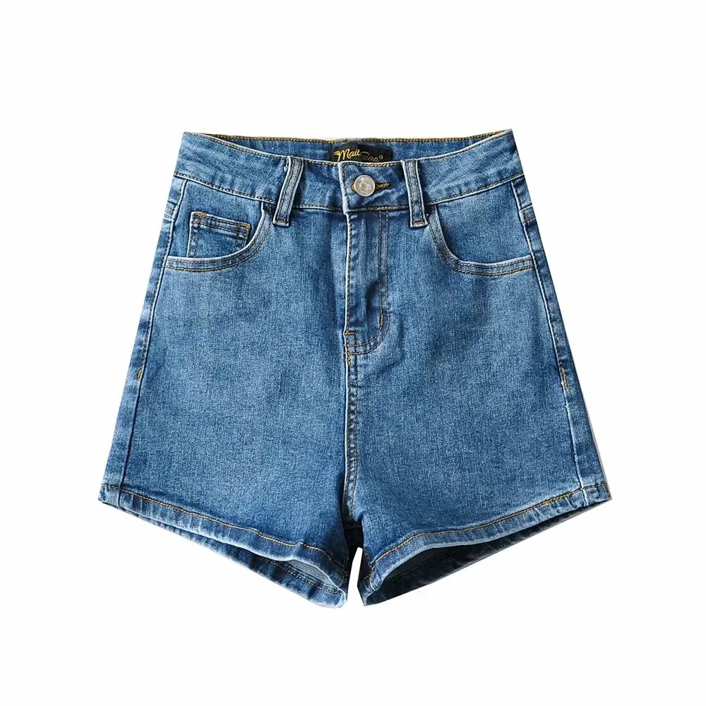 

21 Summer New Love Pocket Hip Raise Slimming High Elastic Tight Wide Leg Straight Hot Pants