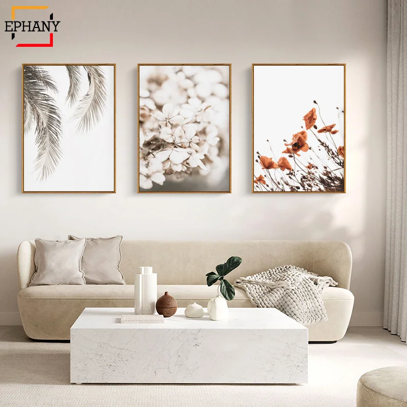 Картина с растительным принтом в виде пальмовых листьев маки настенная живопись