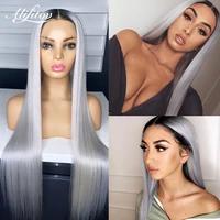 alifitov transparent hd lace frontal wig pre plucked 1b roots ombre human hair wigs ice blonde 13x4 straight lace front wig