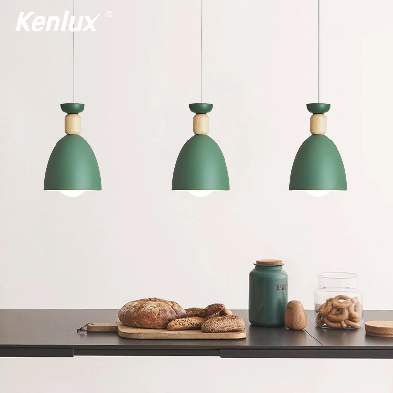 Современный минималистичный подвесной светильник E27 лампа из дерева и алюминия