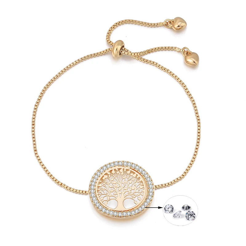 Новый шарм дерево жизни циркон браслет дамы запястье Мода Регулируемая цепочка