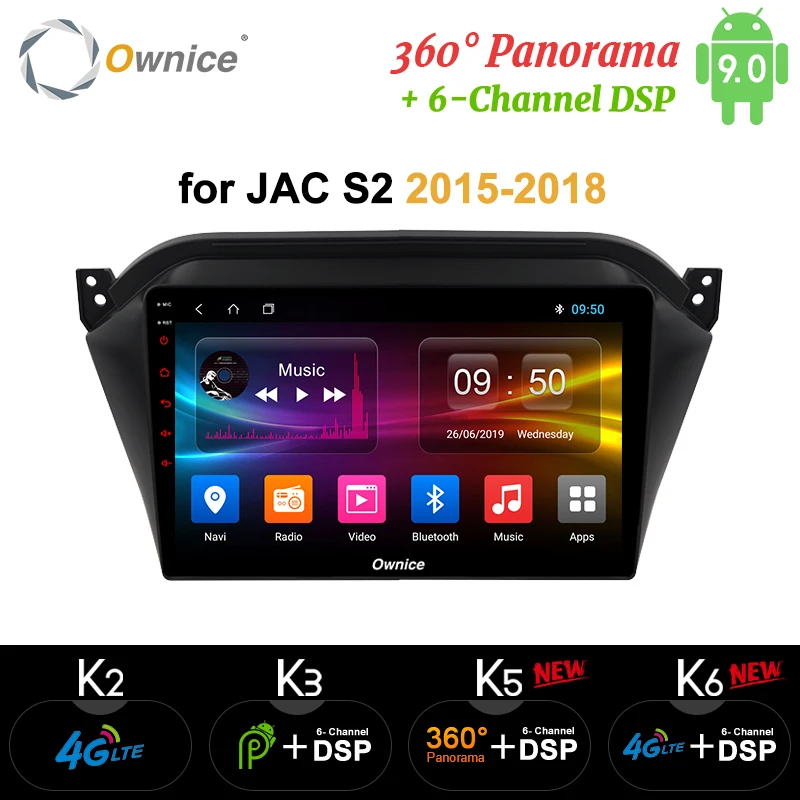 Ownice 10 1 дюймов Android 9 0 k3 k5 k6 автомобильный DVD 4G LTE 360 панорама DSP SPDIF для JAC S2 2015 ~ 2018 GPS Navi