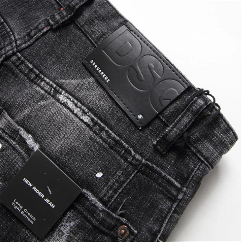 

dsq brand European style men D2 Italy jeans pants Men Slim jeans denim trousers stripe blue hole Pencil Pants jeans for men