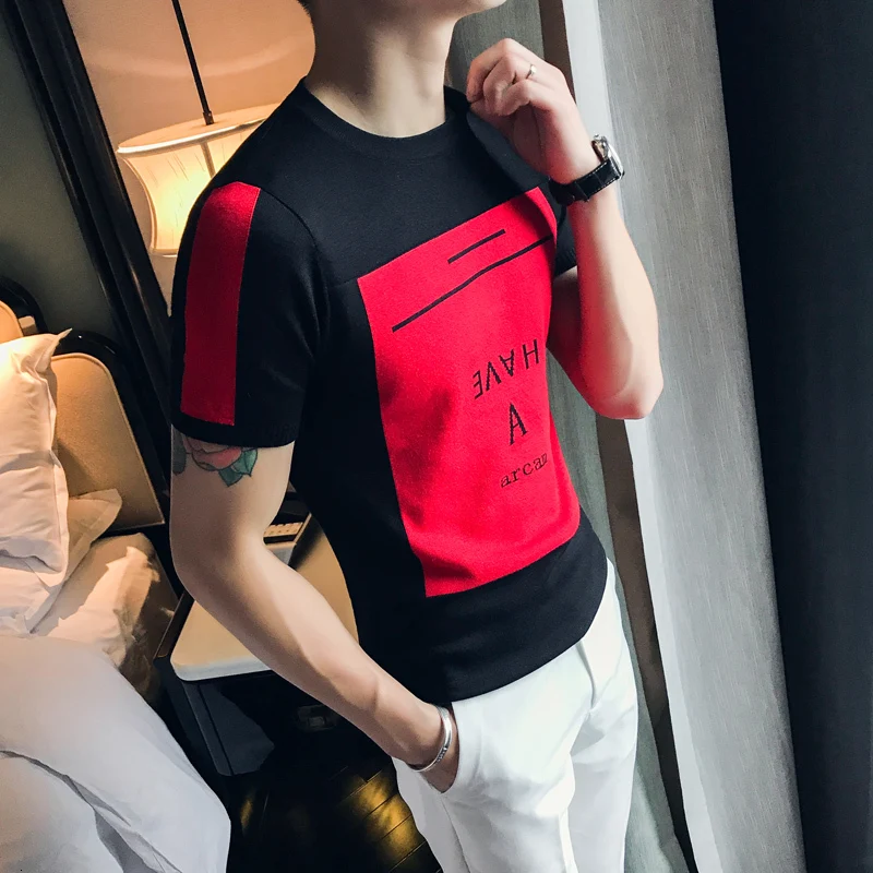 Camiseta Masculina мужская с круглым вырезом трикотажная футболка коротким рукавом
