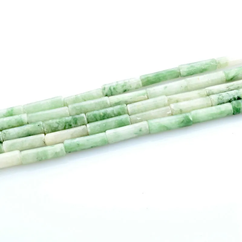 Natural rough 4*13mm cylindrical light green beads Beads for jewelry making Handmade DIY necklaces Bracelets Jewelry accessories | Украшения