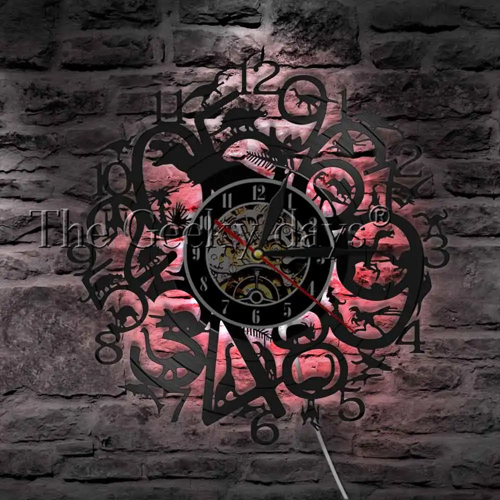 Настенные часы в стиле ретро с различными видами динозавров Т-Рекс домашний